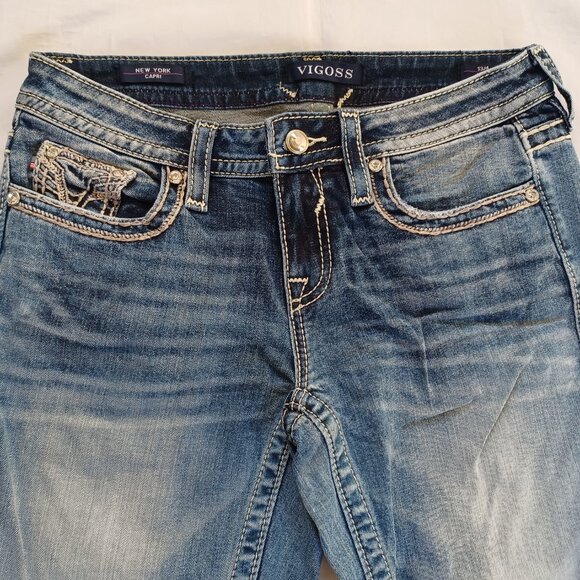Vigoss Jeans Cropped Capri New York Heritage Fit Stretch Lowrise Size 4 Size 3 - Picture 3 of 13